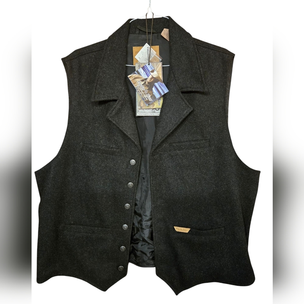 Men's Panhandle Powder River Outfitters Wool Montana Vest Black 2XL NWT